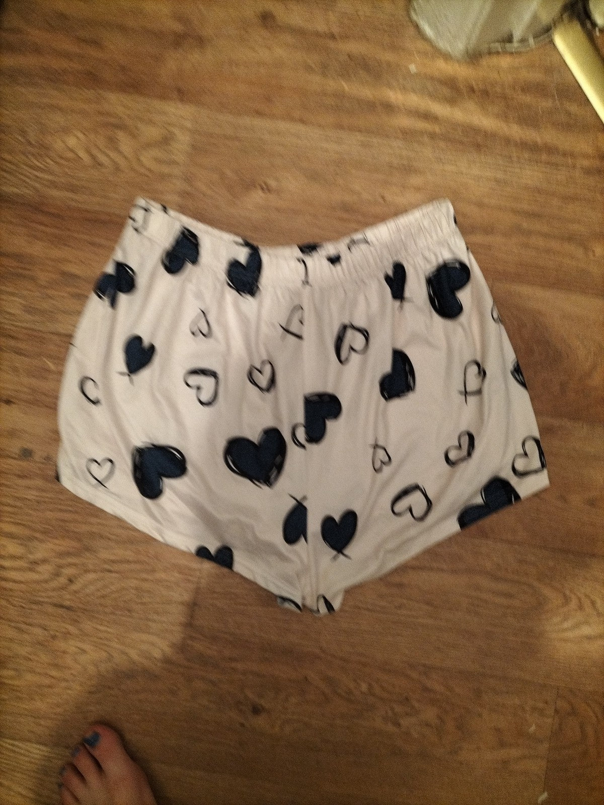 Ladies Size XL Pale Pink And Blue Love heart Sleep Shorts