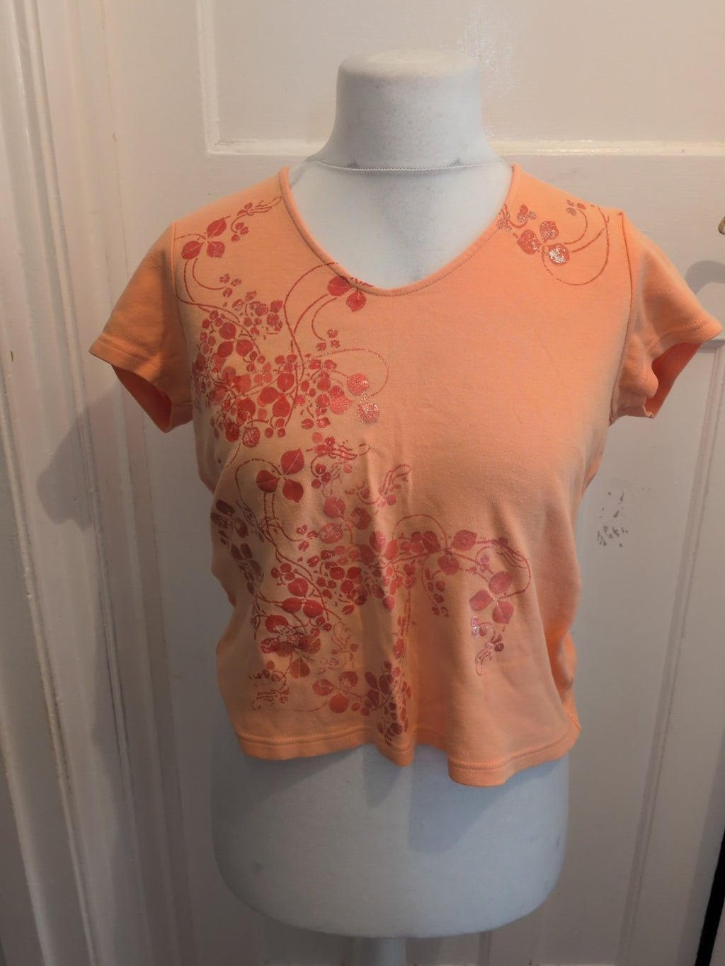 Casual Club 14 Orange Short Sleeve Floral T-shirt