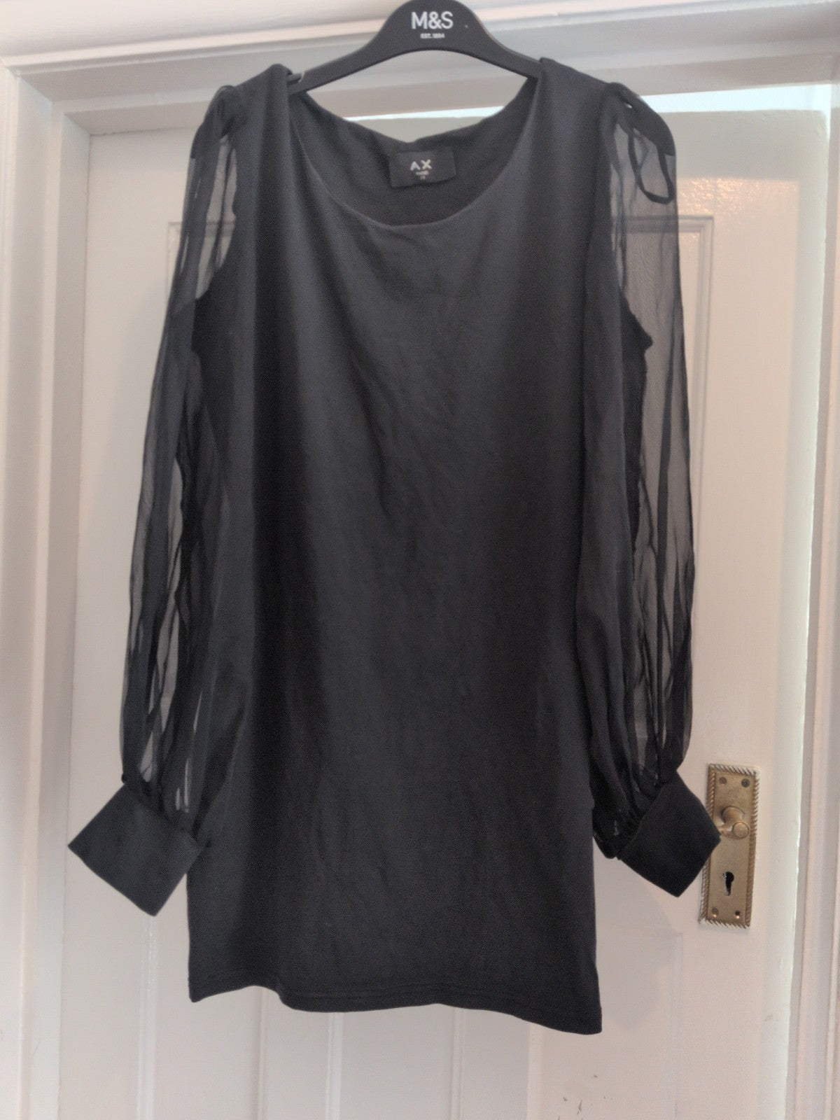 Ax Paris 14 Black Long Sleeve Long Blouse