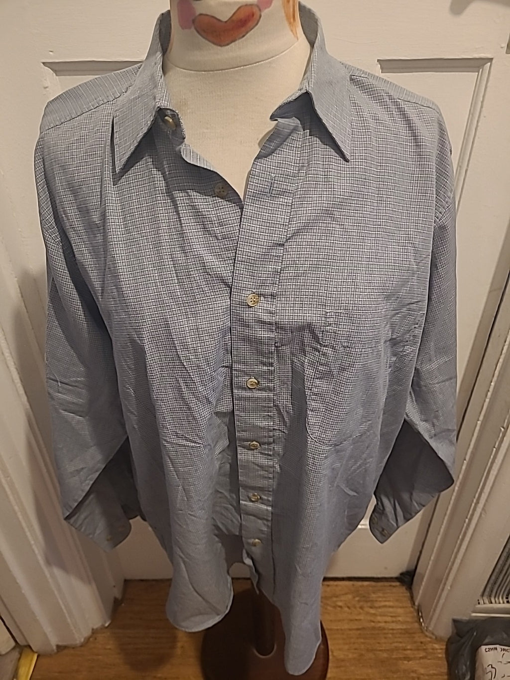 Mens Peter England Size Medium Blue Check Long Sleeved Shirt