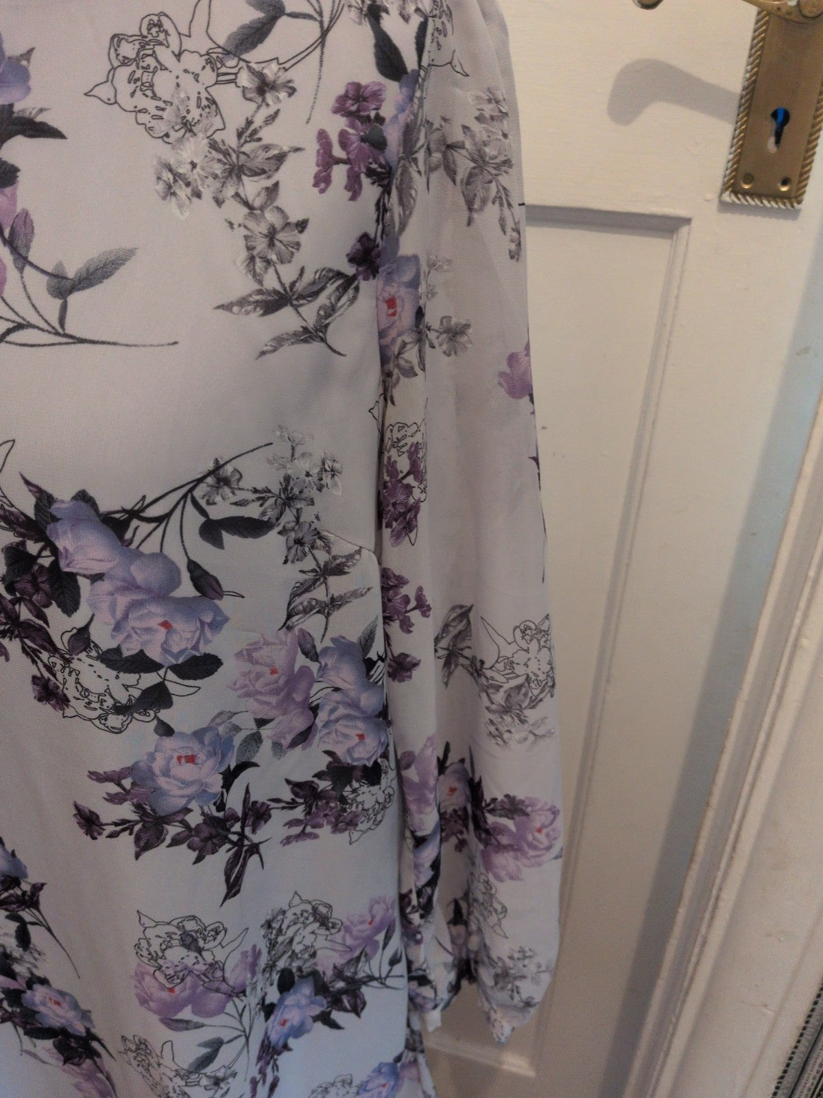 Primark 18 Pale Lilac Purple Floral Long Sleeve Dress