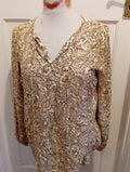 Ladies Matalan Size 8 Beige/Gold Long Sleeved Blouse