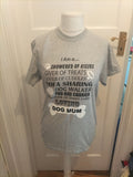 Ladies Gildan Size M Grey Dog Mum Printed T-shirt