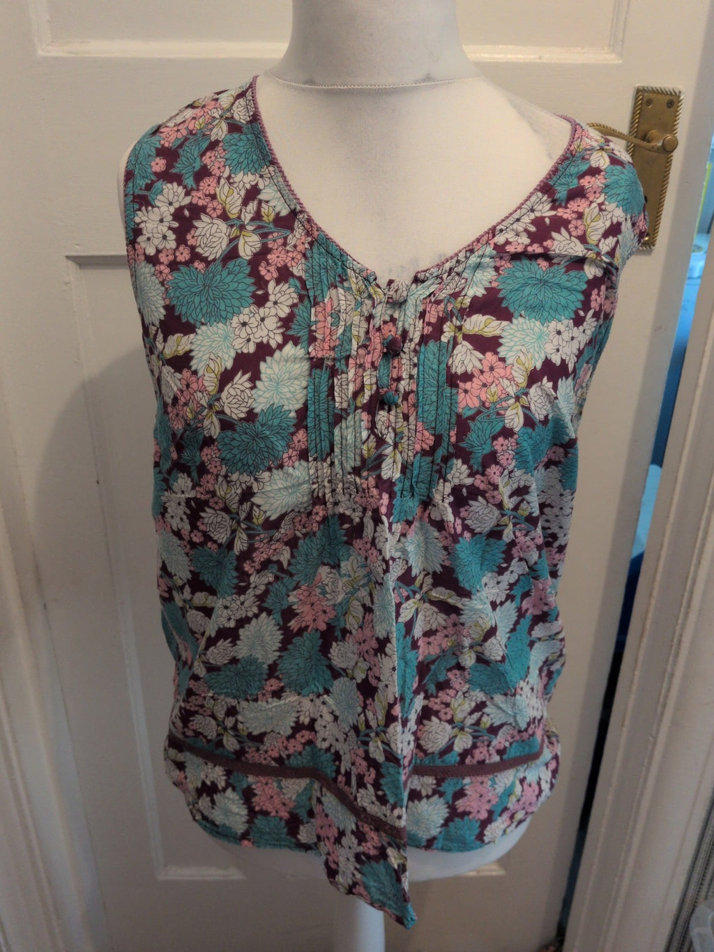 M&Co 16 Purple Sleeveless With Turquoise Sleeveless Blouse