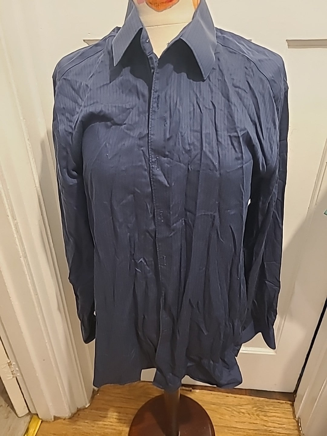 Mens Autograph Non Iron Size 16" Navy Long Sleeve Shirt