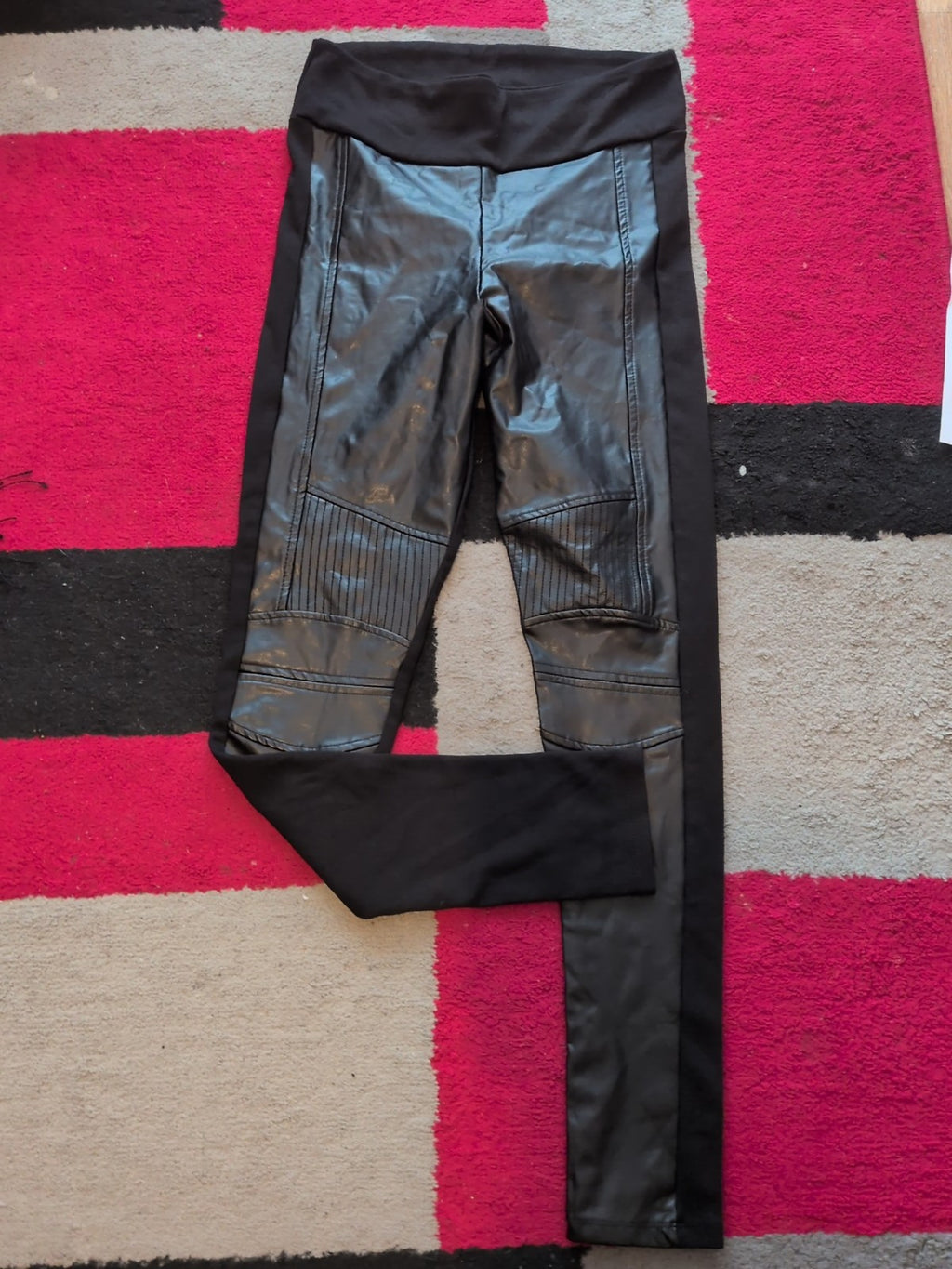 Ladies River Island Size 10R Black Pleather Trousers
