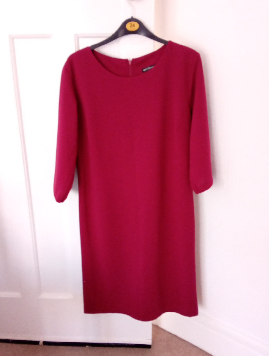 Ladies Burgundy Short Dress Size 12 New Collection 3/4 Sleeve