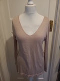 Ladies Peacocks Size 12 Pale Blush Shimmery Long Sleeved Blouse