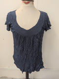 Ladies Size Large Navy Short Sleeve V Neck T-shirt