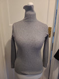 Ladies Marks And Spencer Size 14 Silver Grey Ribbed High Neck Jumper