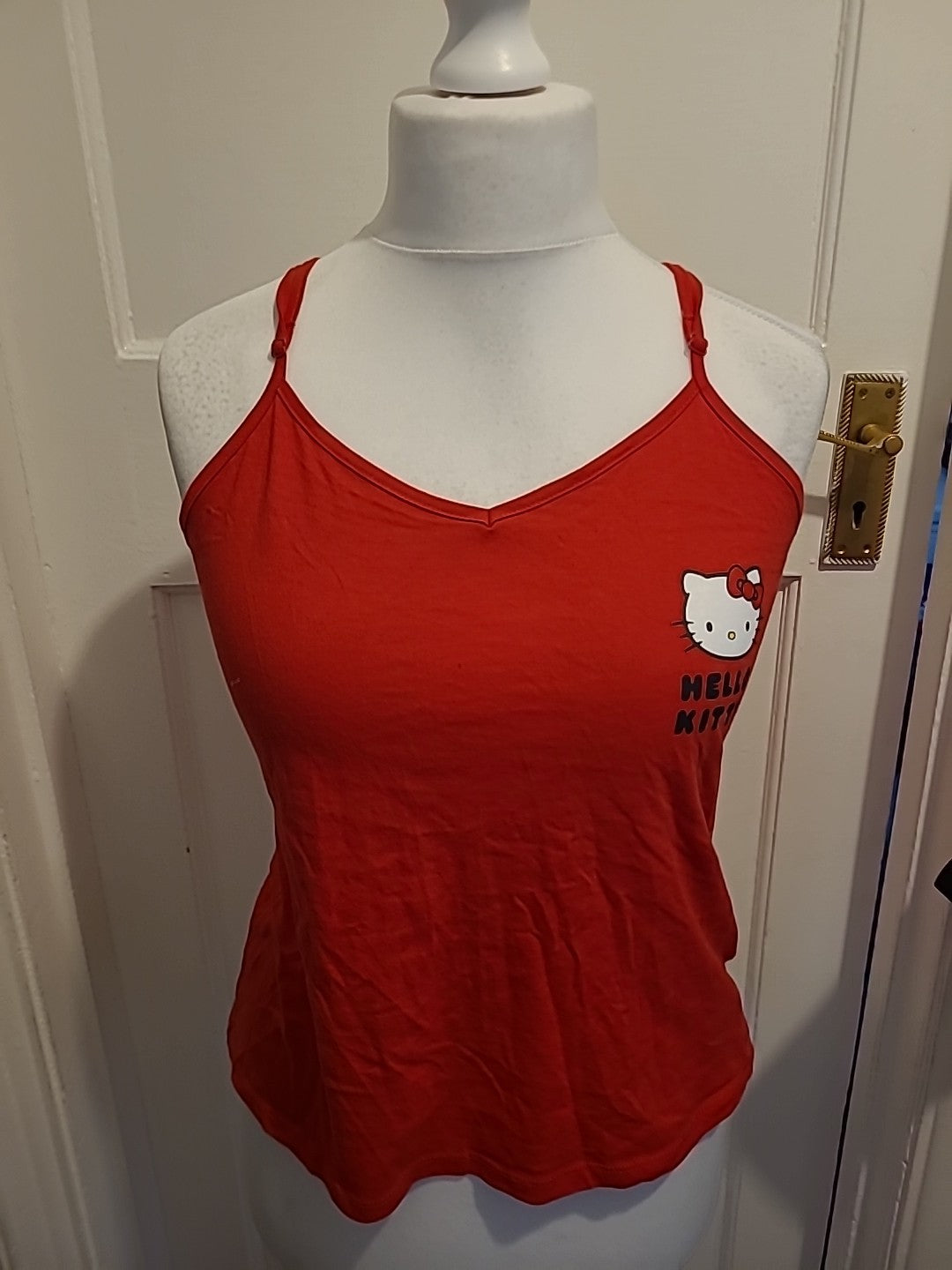 Ladies Hello Kitty Size 6-8 Red Pyjama Top