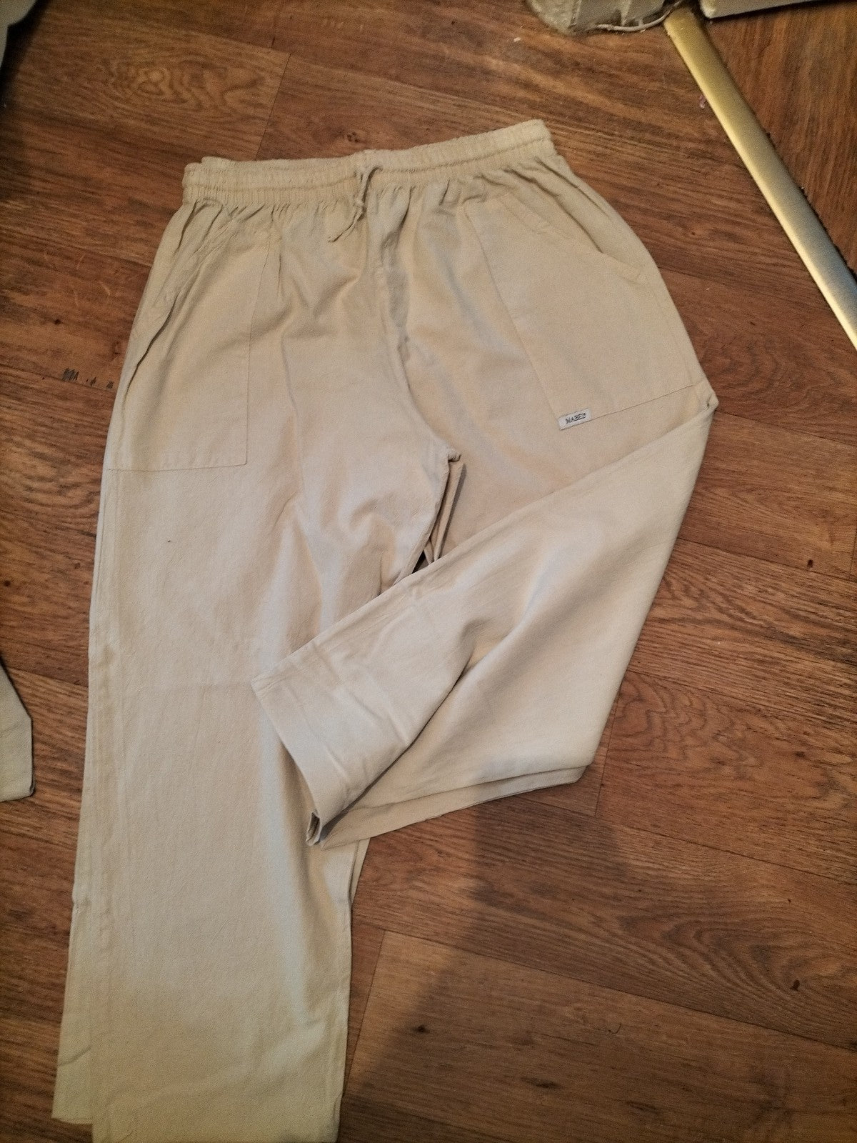 Mens Mabel Size 2XL Stone/Beige Elasticated Trousers