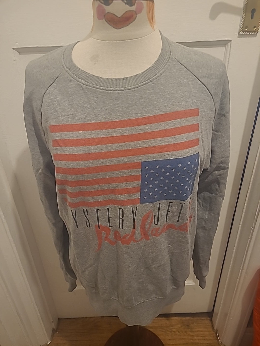 Mens Earth Positive Size Medium Grey Orange Long Sleeved Pullover Jumper