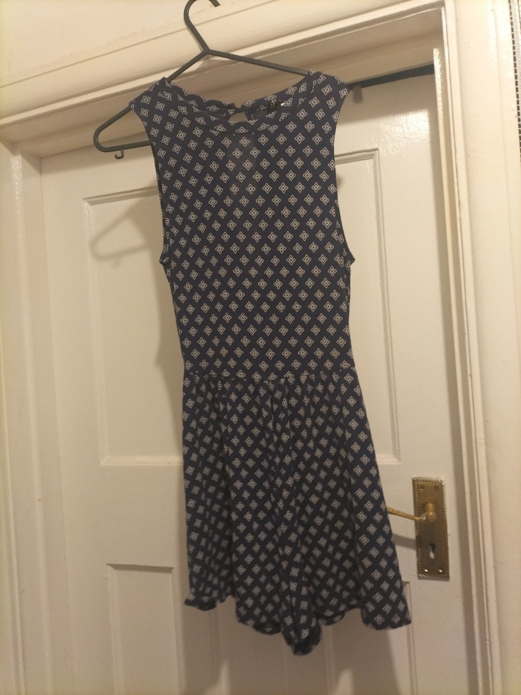 Ladies H+M Size 8 Navy White Sleeveless Playsuit