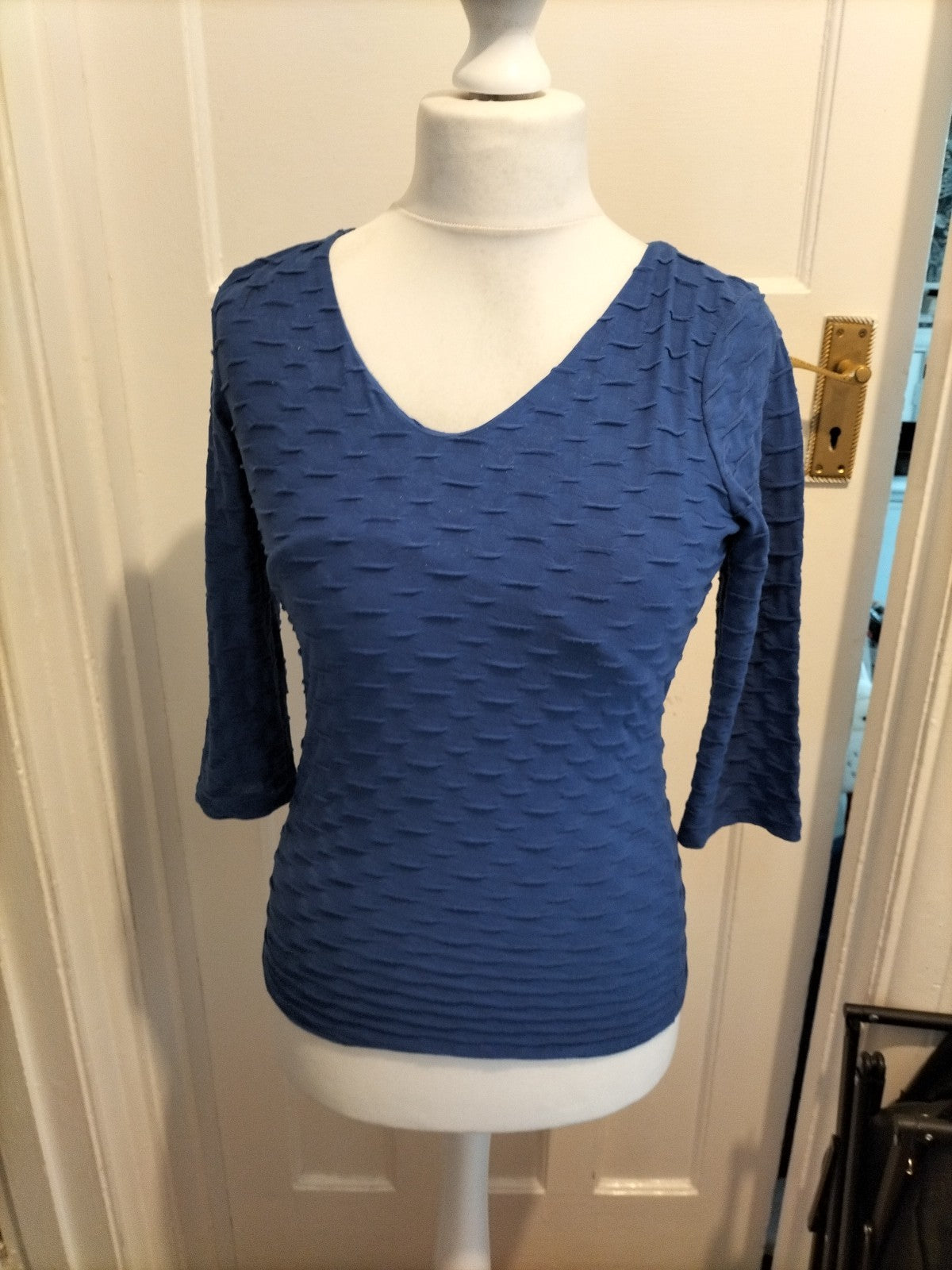Ladies Size 8 Per Una 3/4 Sleeve Blue