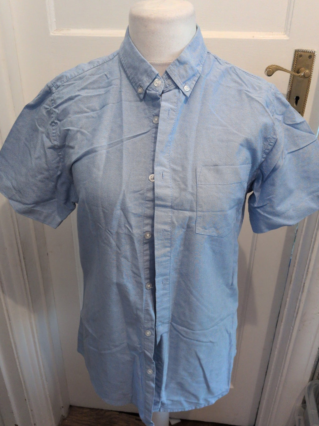 Primark Slim Fit Large Blue Short Sleeve Shirt