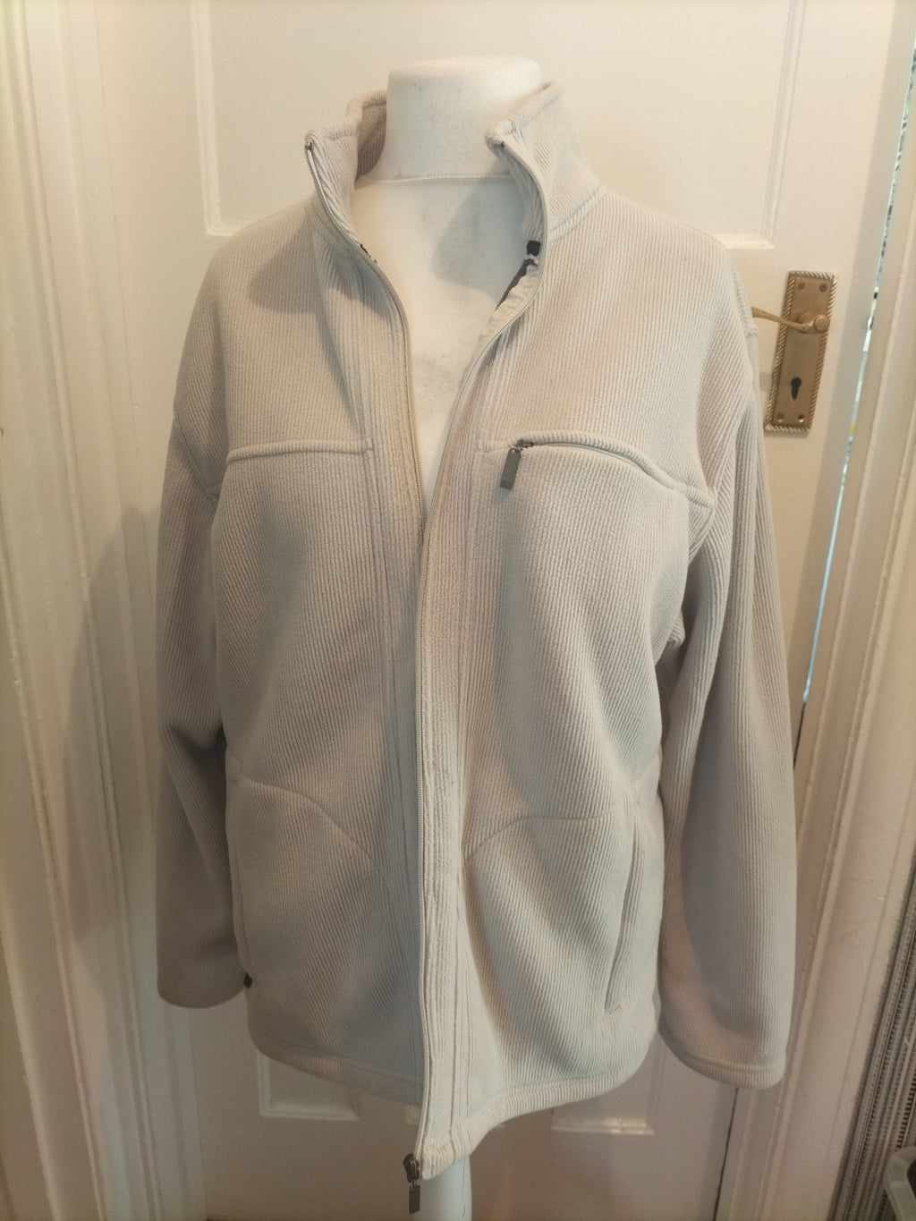 Mens Active Cedarwood State Size XL Beige Ribbed Full Zip Jumper