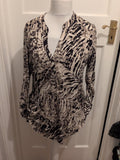 Wallis Medium Multicoloured Zebra Print Buttoned Blouse Small Hole On Rear