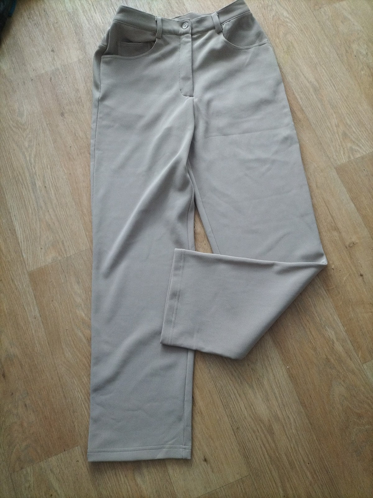 Brand New Ladies Classics Size 12 Beige Ribbed Slight Elasticated Trousers