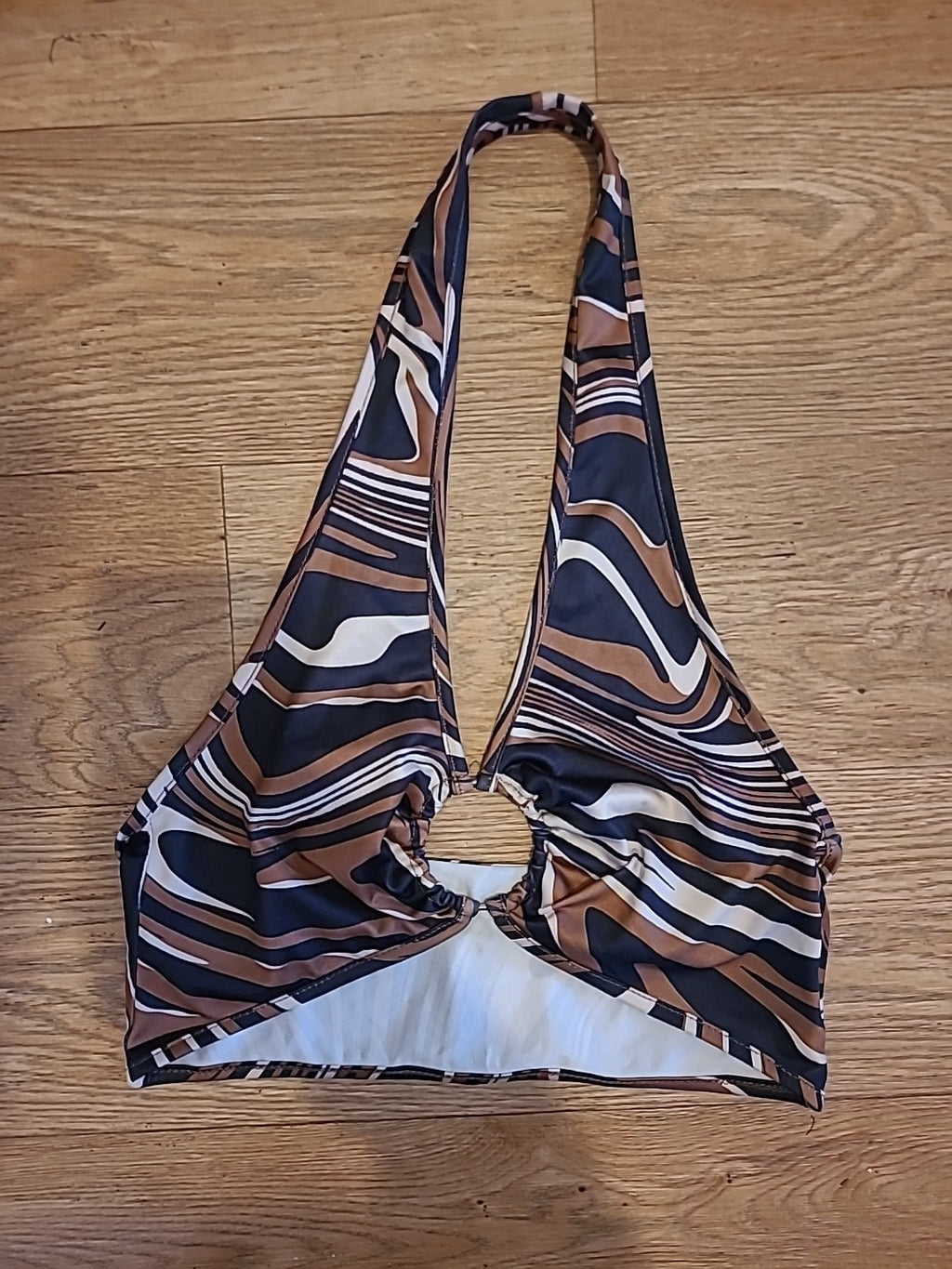 Ladies Shein Size XS Brown And Black Halterneck Top