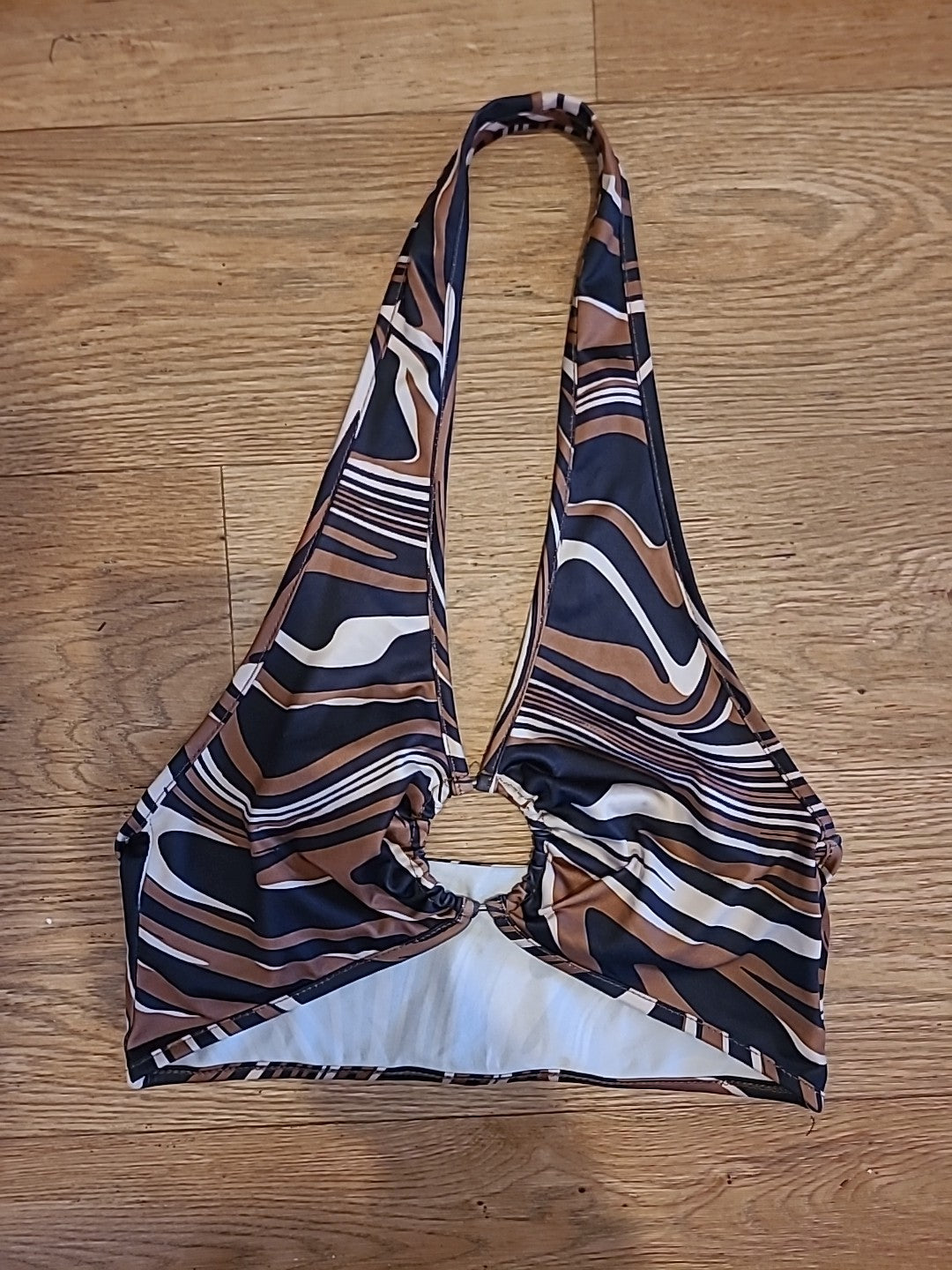 Ladies Shein Size XS Brown And Black Halterneck Top