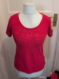 Ladies Per Una Size 12 Red Short Sleeved Blouse Bobbling