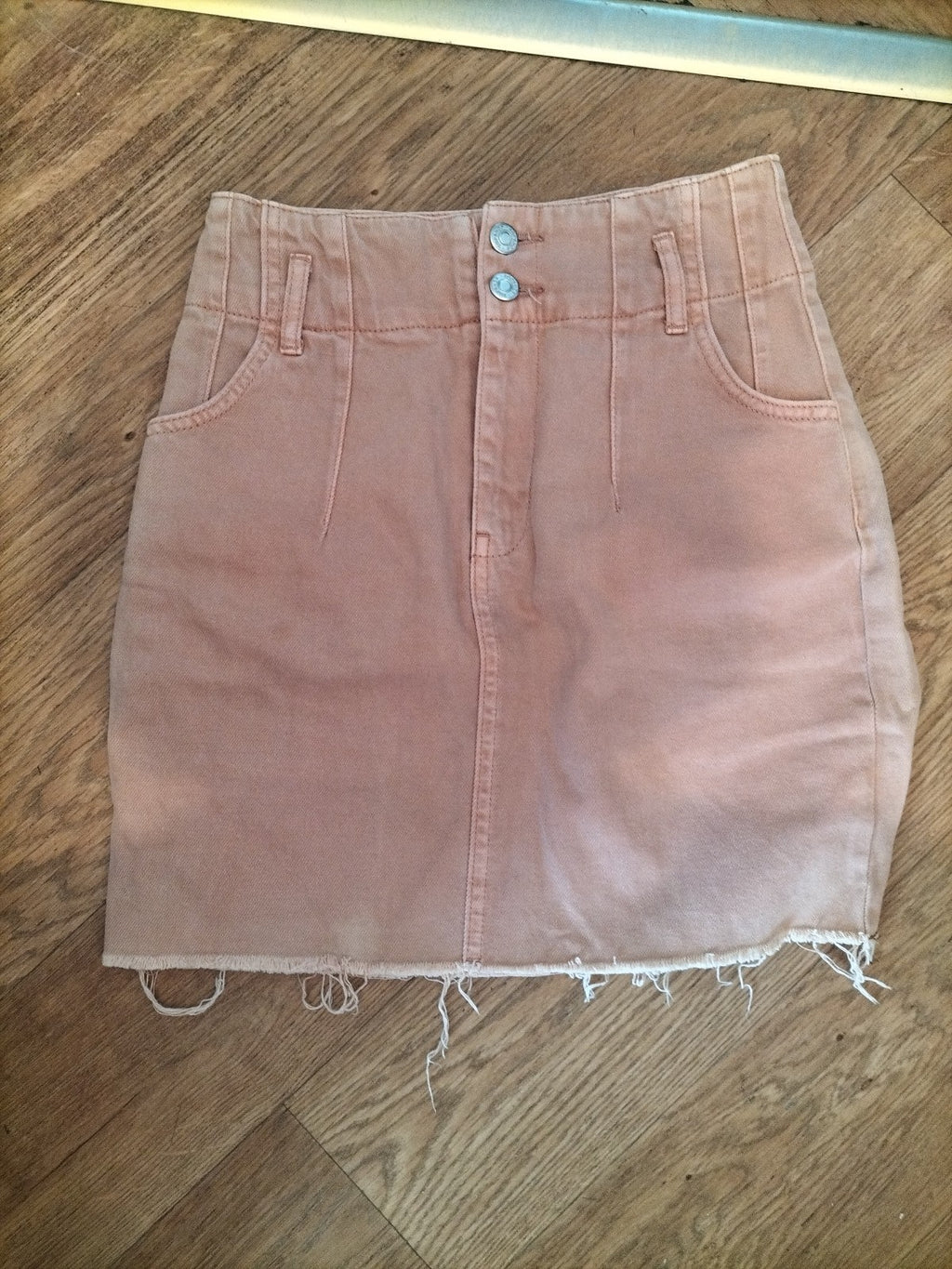Topshop 6 Pink Denim Straight Skirt