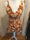 Ladies Pins And Needles Size Small Orange Floral Sleeveless Dress