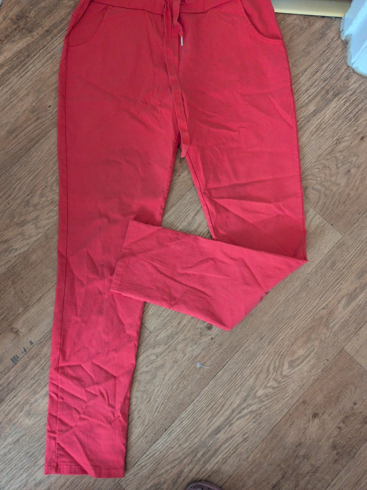 Medium Raspberry Elasticated Trousers With Drawstring