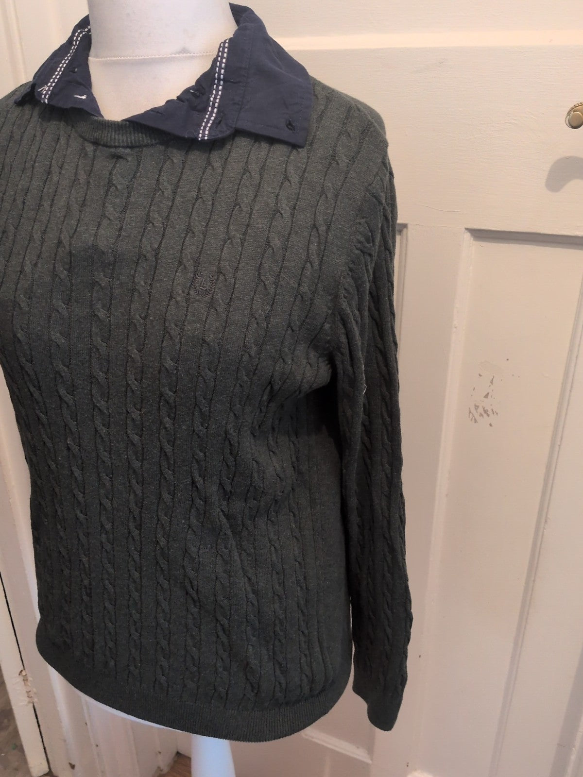 Lincoln Medium Green Collared Long Sleeve Jumper