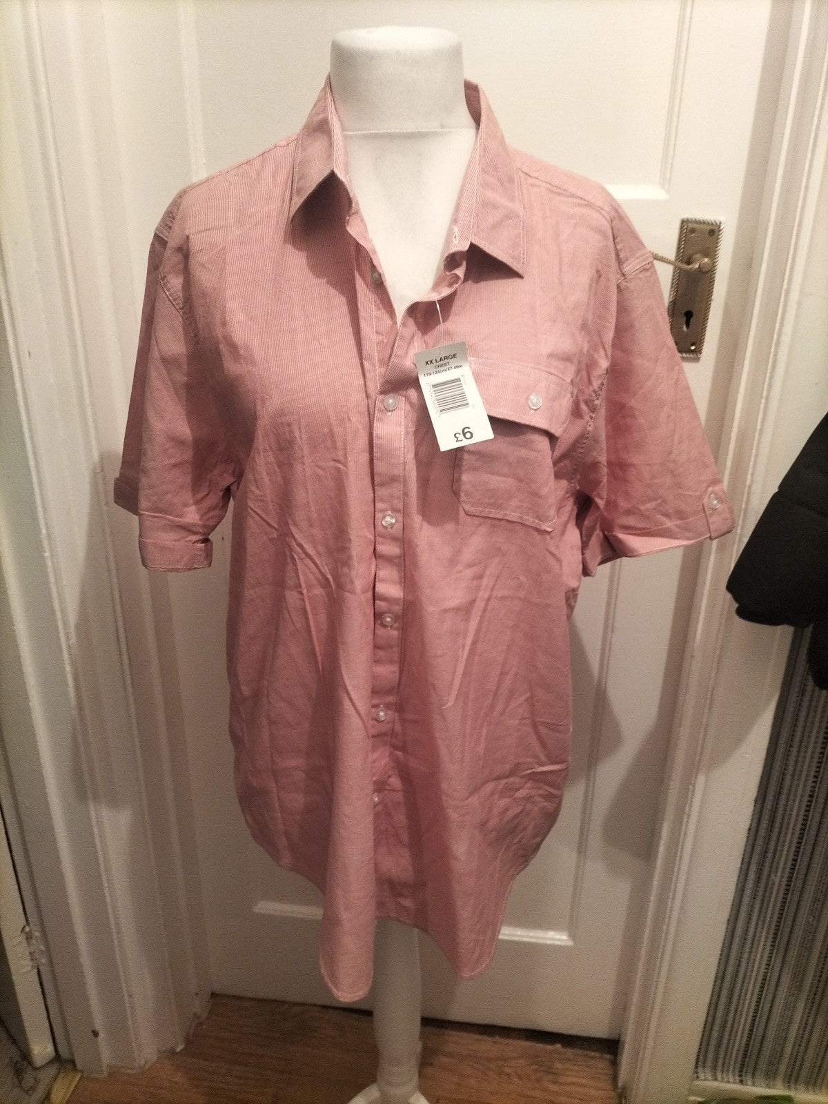 Brand New Mens Easy Size 2XL Pink Short Sleeved Shirt