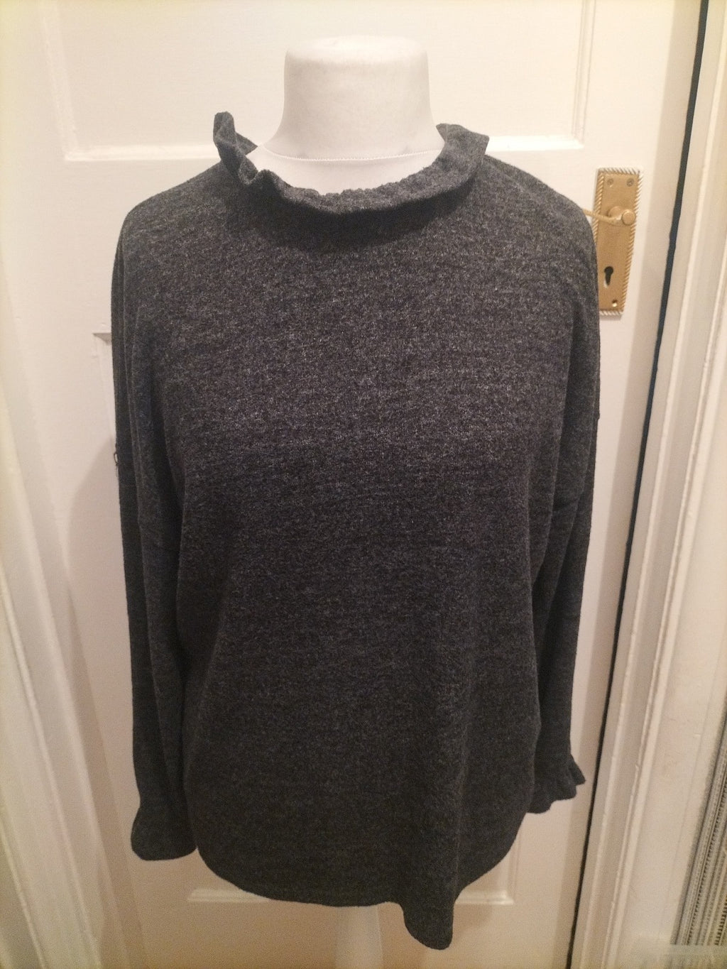 Ladies Papaya Size 14 Dark Grey High Neck Long Sleeved Oversized Jumper