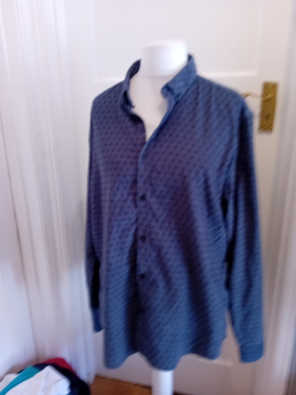 Springfield 2XL Navy Pattern Long Sleeve Shirt