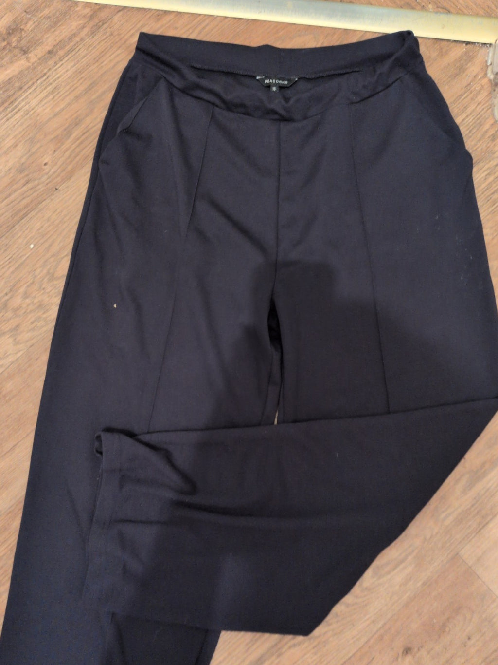 Ladies Peacocks Size 16 Navy Slight Elasticated Wide Leg Trousers