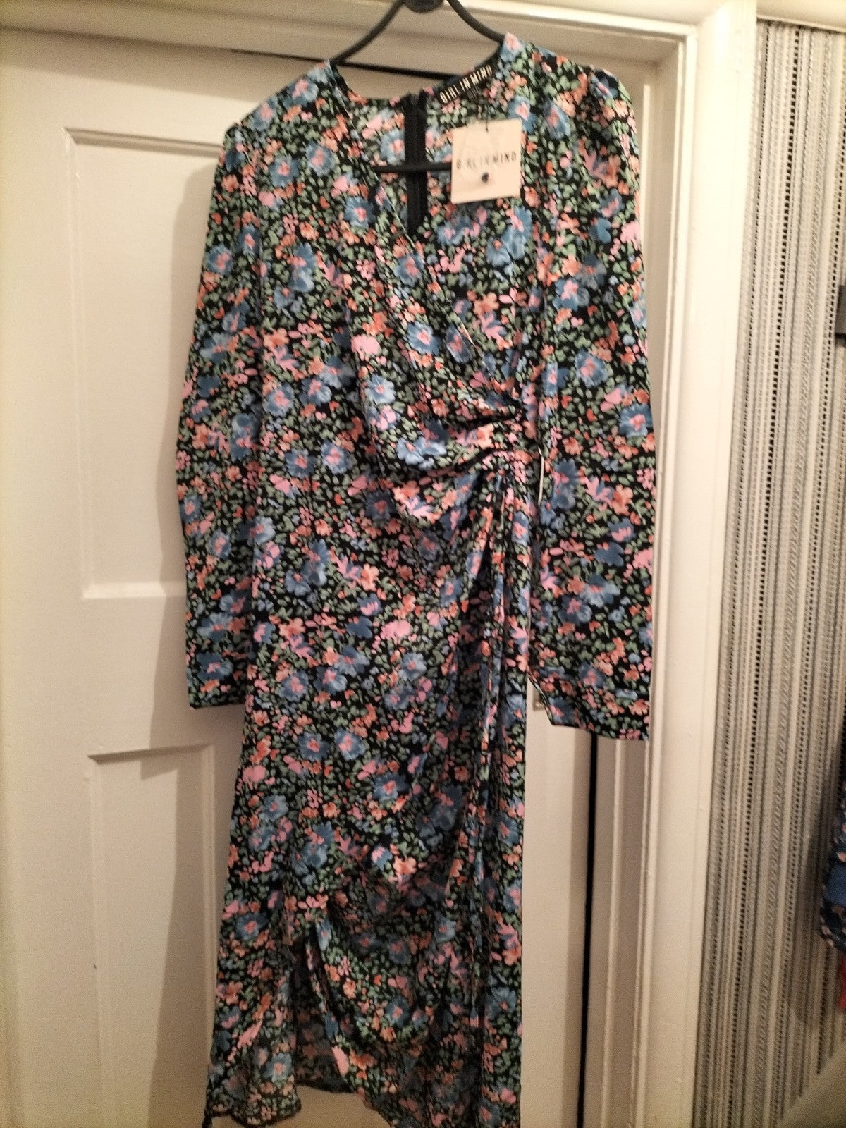 Brand New Girl In Mind Size 10 Black Floral Long Sleeved Dress