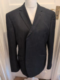 Mens Marks And Spencer 46M Slim Fit Black Stripe Suit Jacket