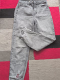 Topshop 28x32 Grey Ripped Hem Jeans