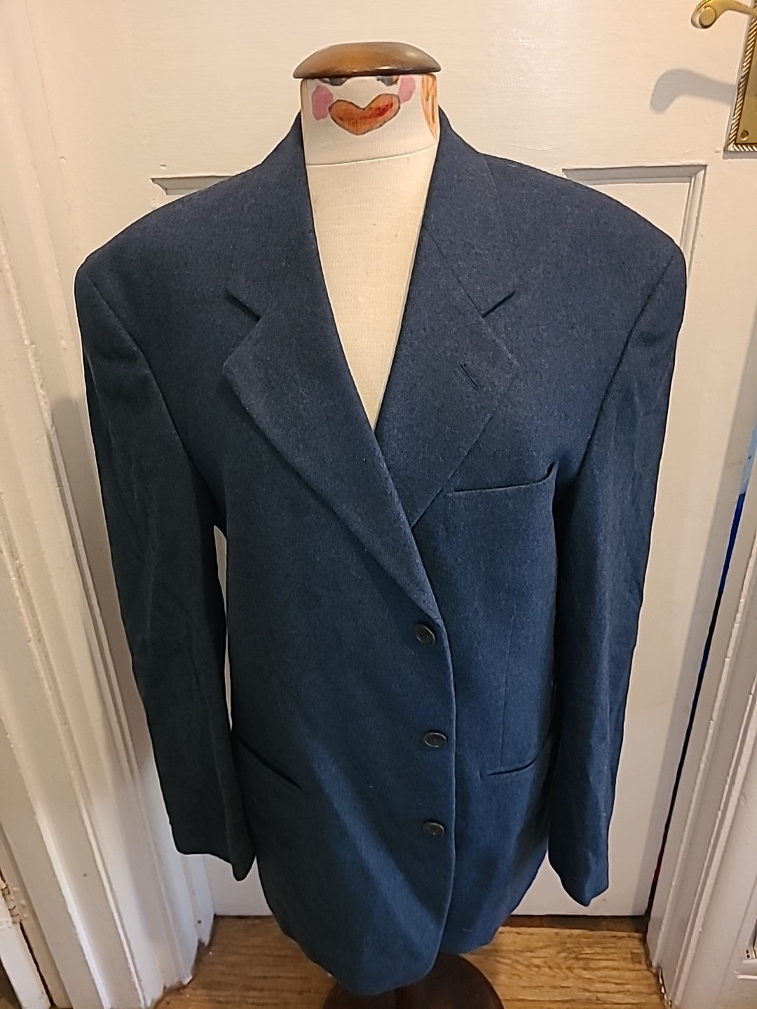 Mens Debenhams Size 40" Navy Wool Padded Lined Blazer