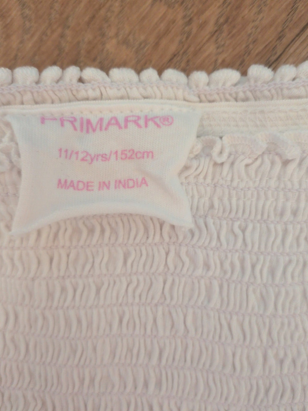 Primark 11-12 Years White Short Sleeve Bubblehem T-shirt