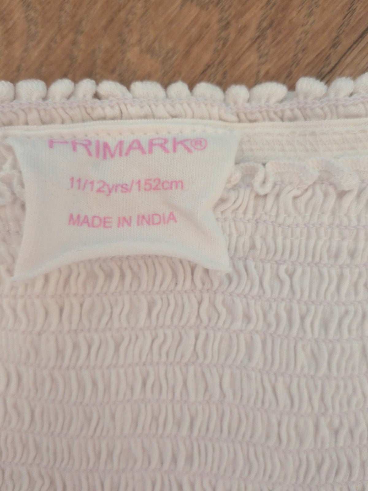 Primark 11-12 Years White Short Sleeve Bubblehem T-shirt