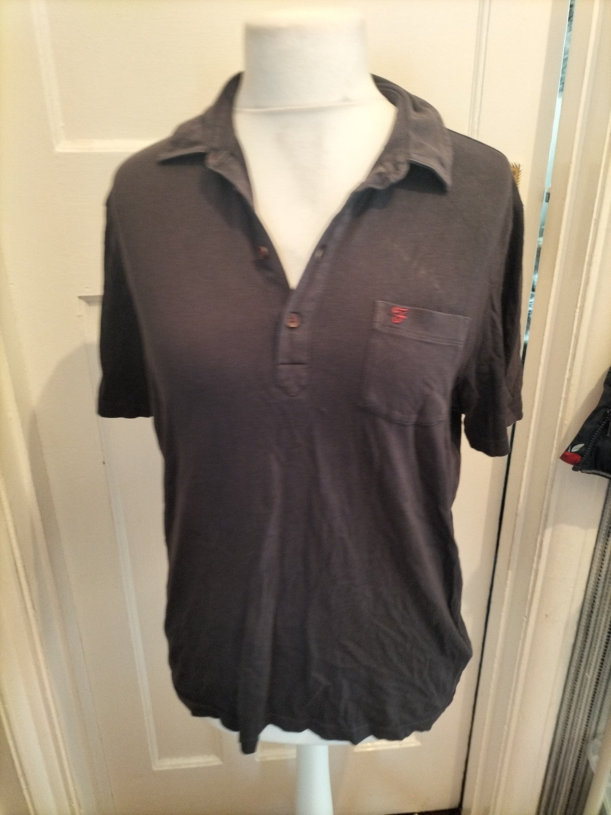 Mens Farah Size M Charcoal Short Sleeved Polo