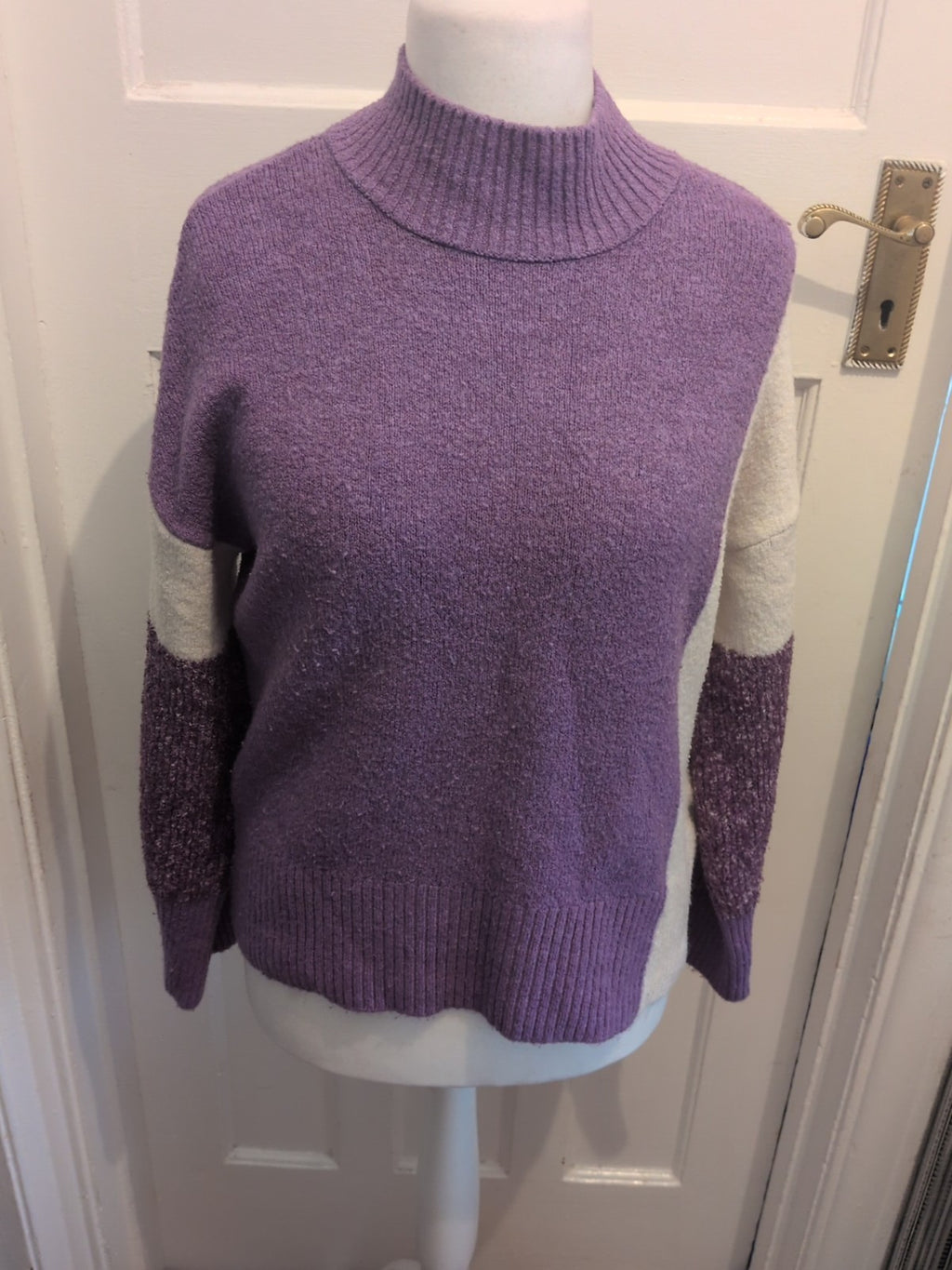 Next Medium Purple And White High Neck Jumper