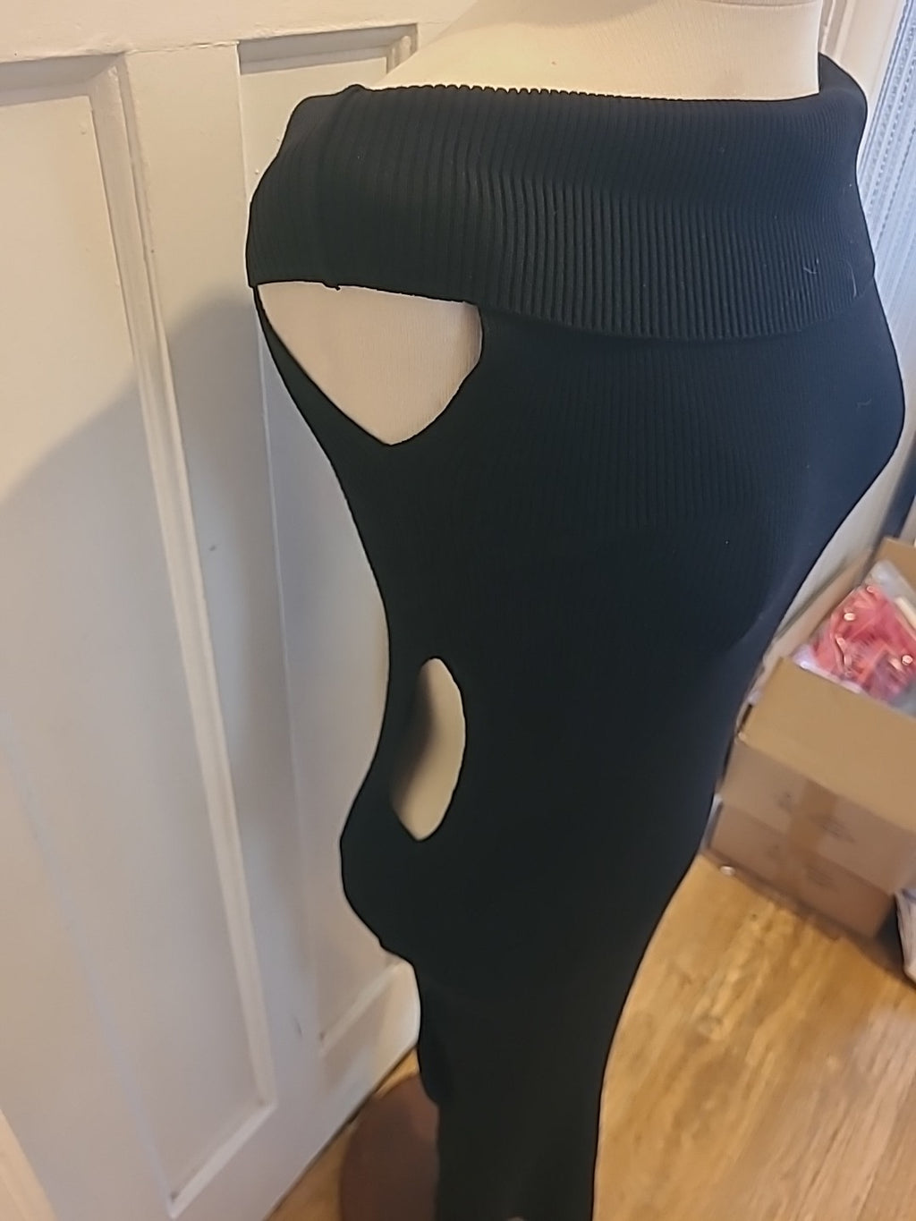 Ladies Black Bodycon Dress Size 10/12 Stretchy