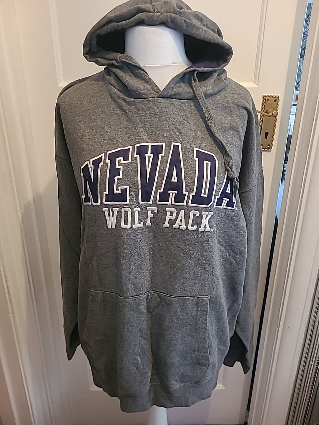 Mens Old Varsity Brand Size Large Grey Print Pullover Hoodie