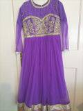 Ladies Euro Size 36 Purple Stud And Sequin Flare Lined Dress