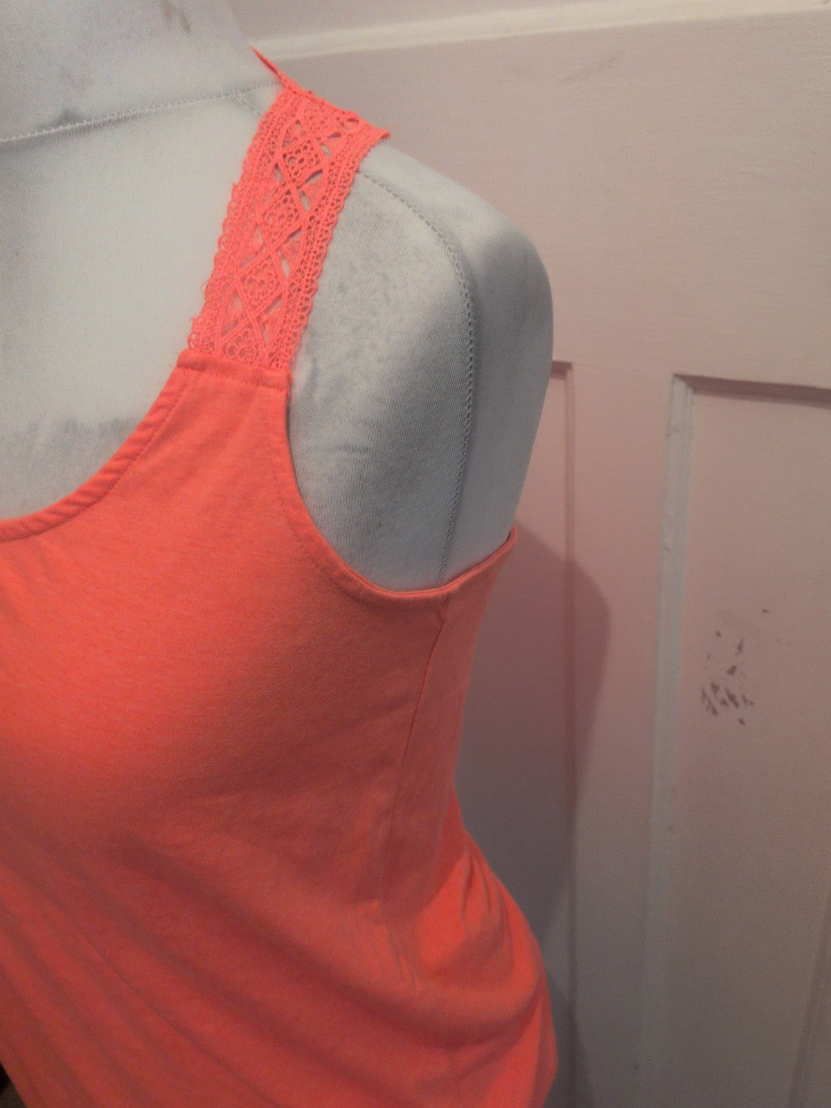 Next 14 Orange Coral Nice Patterned Straps Sleeveless T-shirt