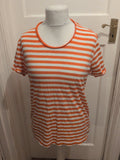 Ladies Jack And Jones Size Large Orange Stripe Short Sleeve T-shirt