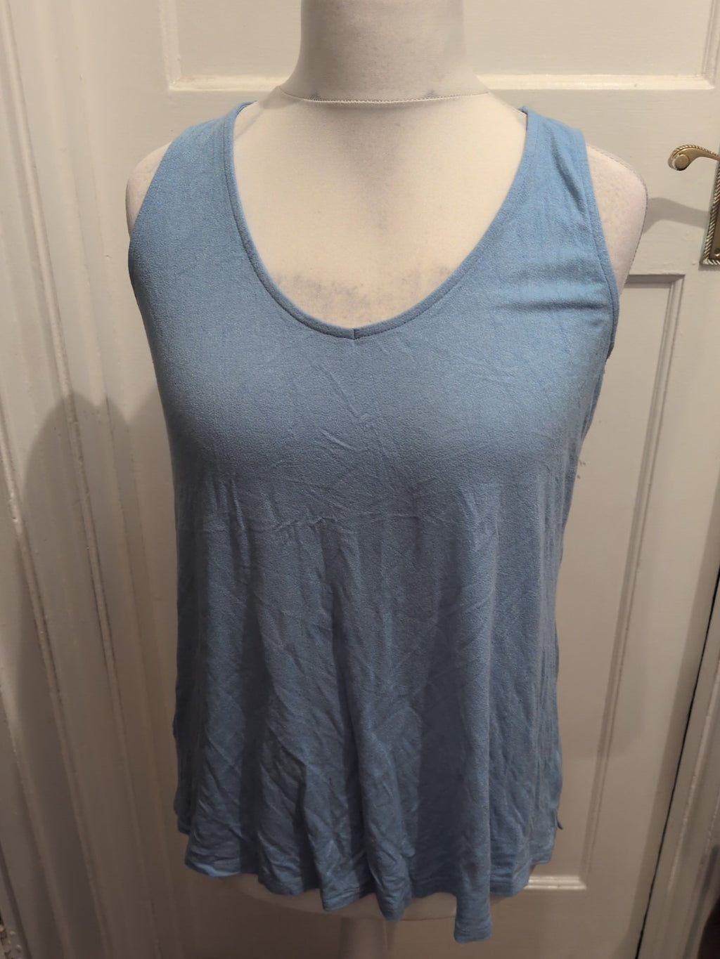 XL Blue Sleeveless Scoop V Neck Vest Top