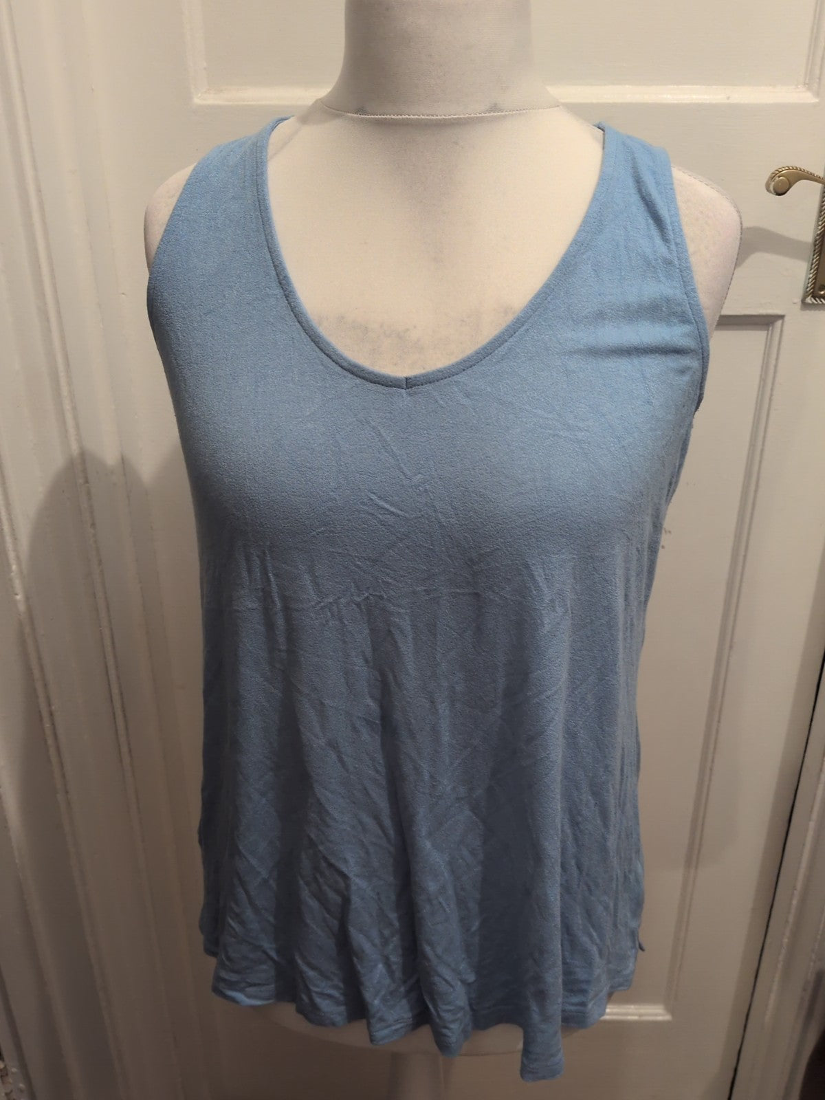 XL Blue Sleeveless Scoop V Neck Vest Top
