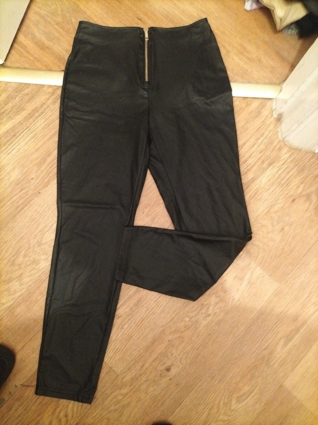 Shein Petite Large Black Pleather Trousers